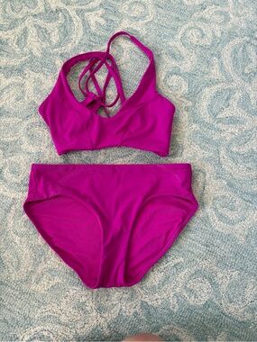 Athleta Magenta Strappy Bikini Set